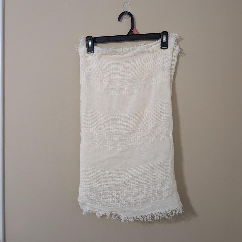 Boho Off White Fairycore Textured Gauze Knit Infinity Scarf